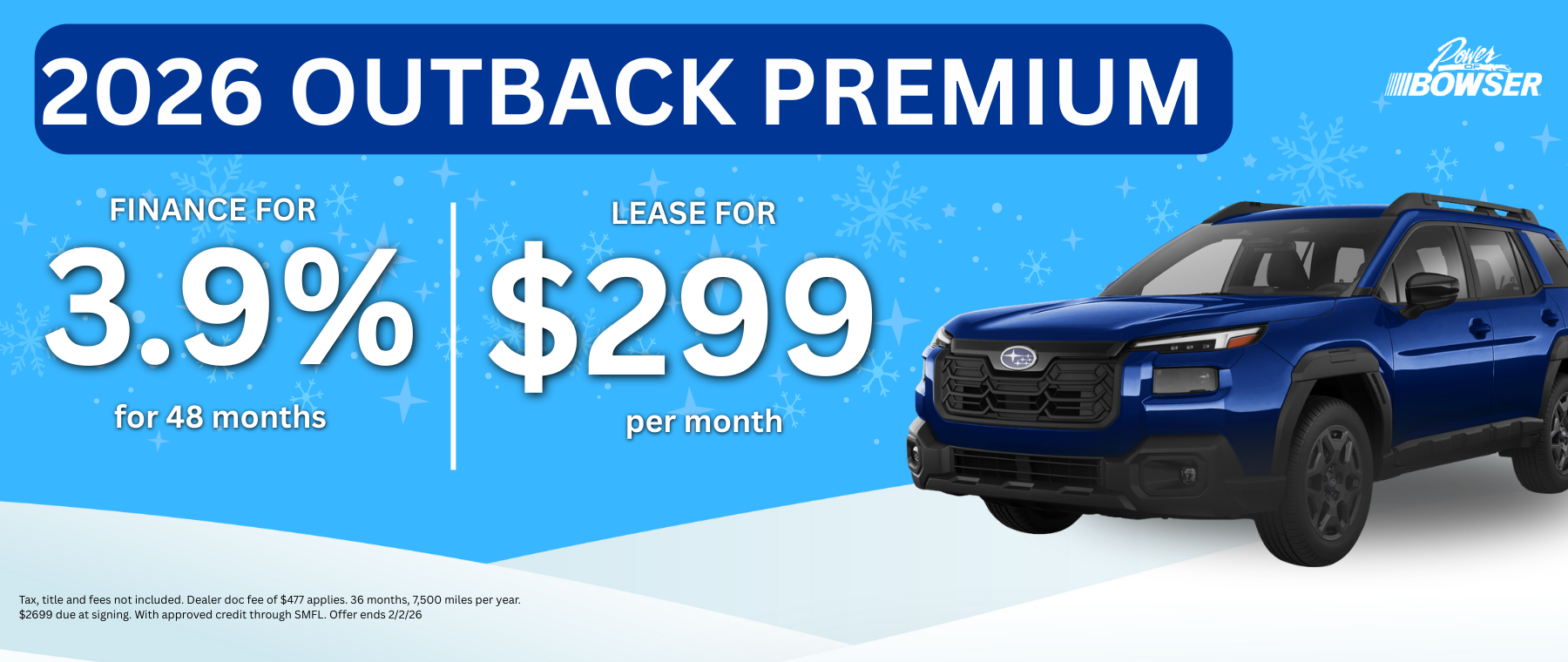 2026 Outback Premium $299 lease