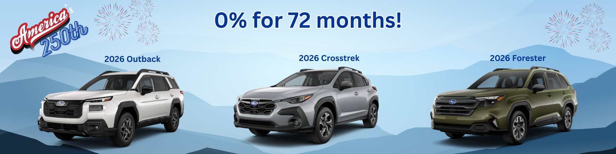 0% for 72 months on Subaru models